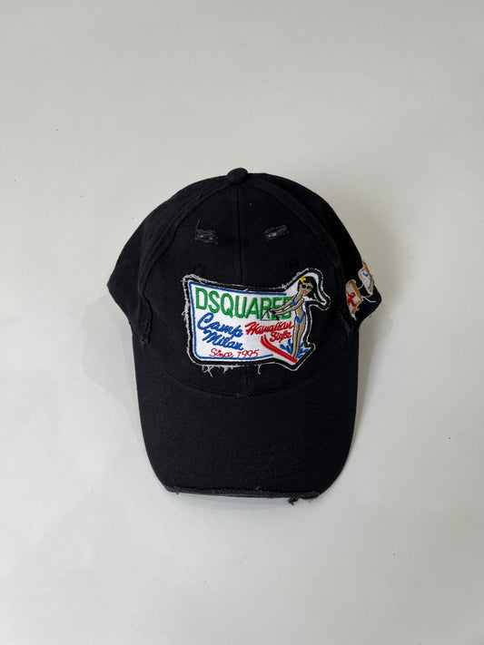 ‼️black d squared cap with graphic spell out