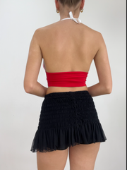 💻‼️ red halter neck crop top with o ring detail