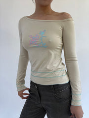 ‼️ | small khaki off the shoulder surf girl long sleeve top