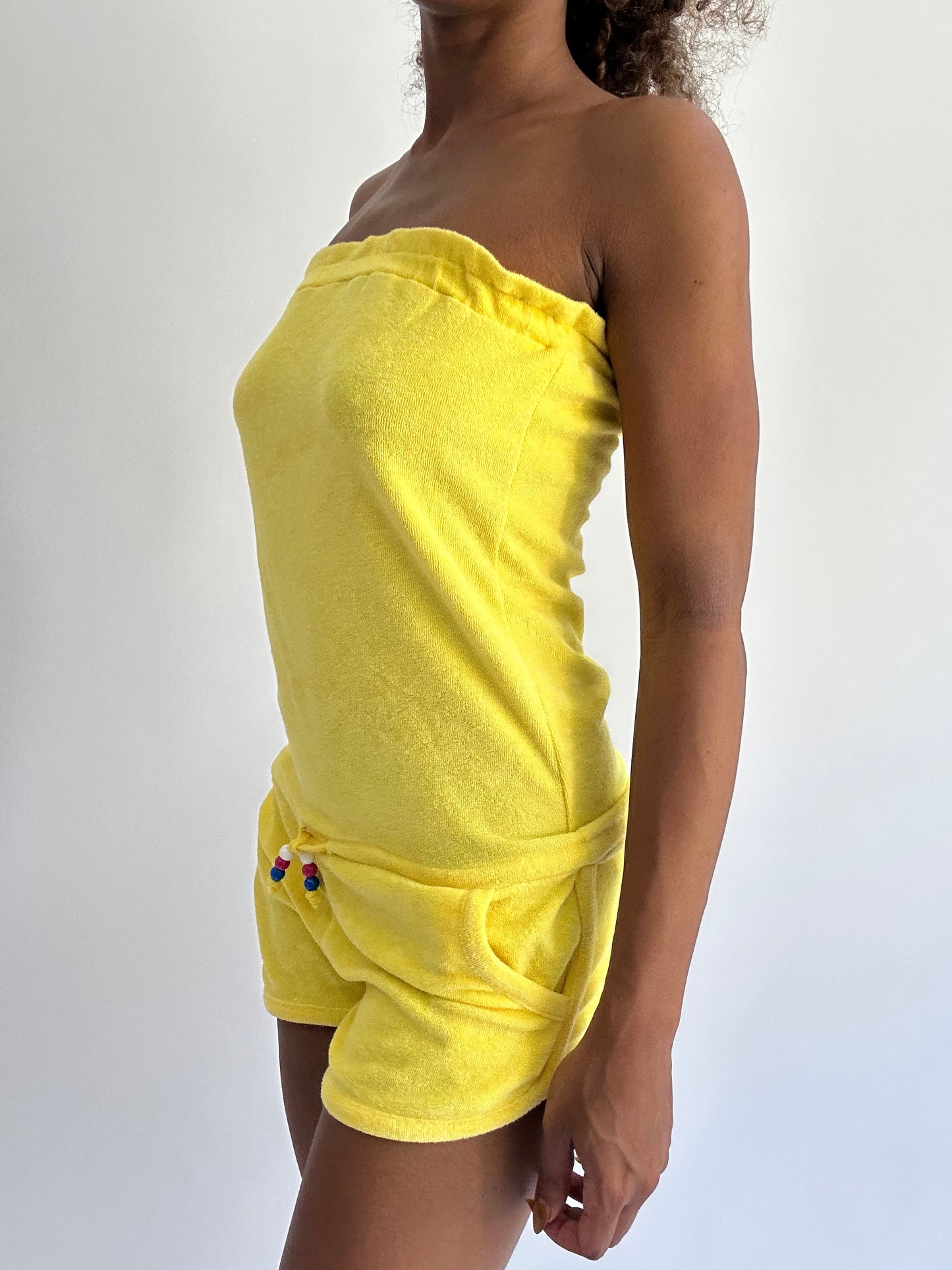 BEST PICKS | small yellow towelling bandeau playsuit