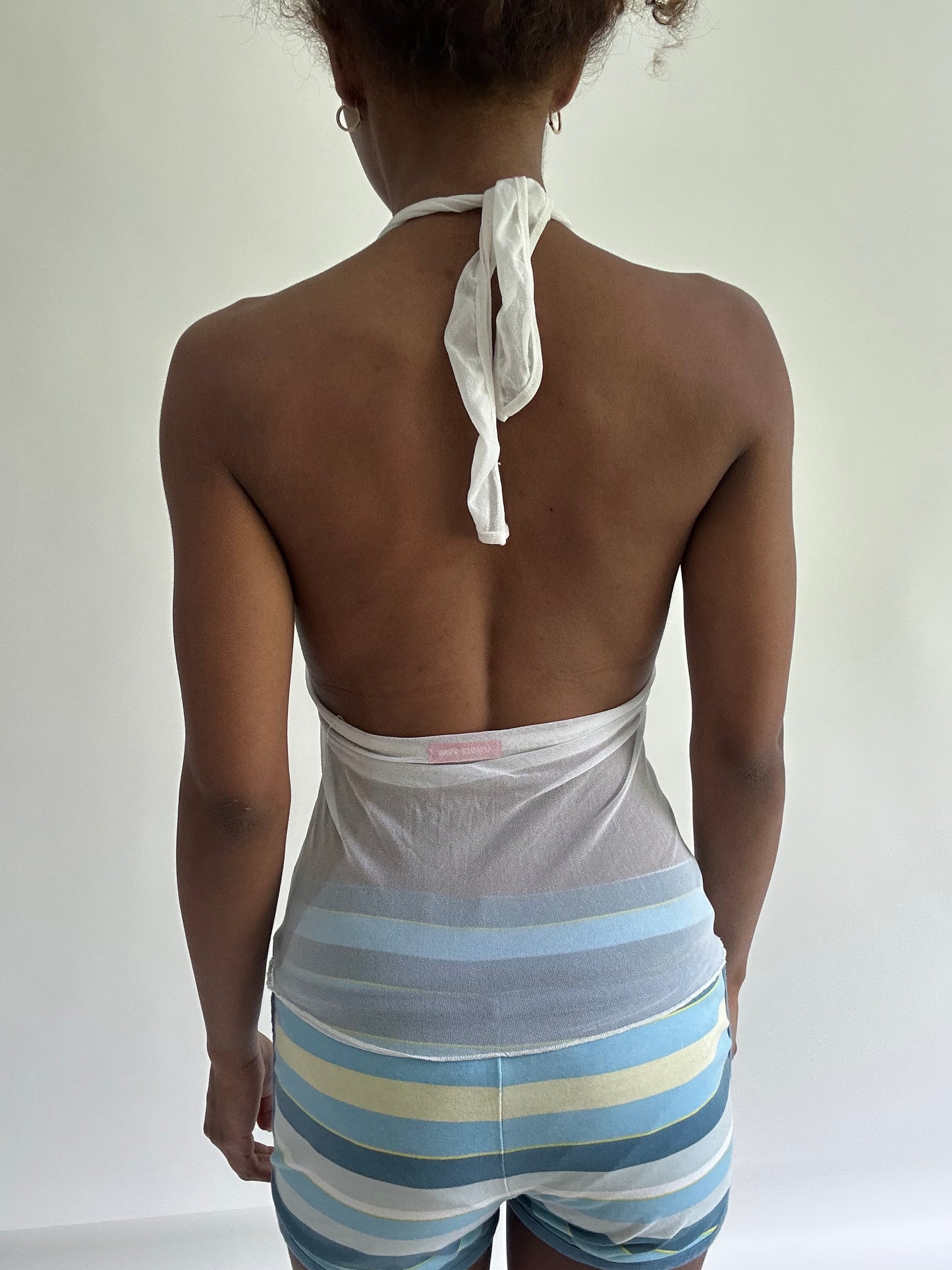 sailor drop | small white mesh halter neck top
