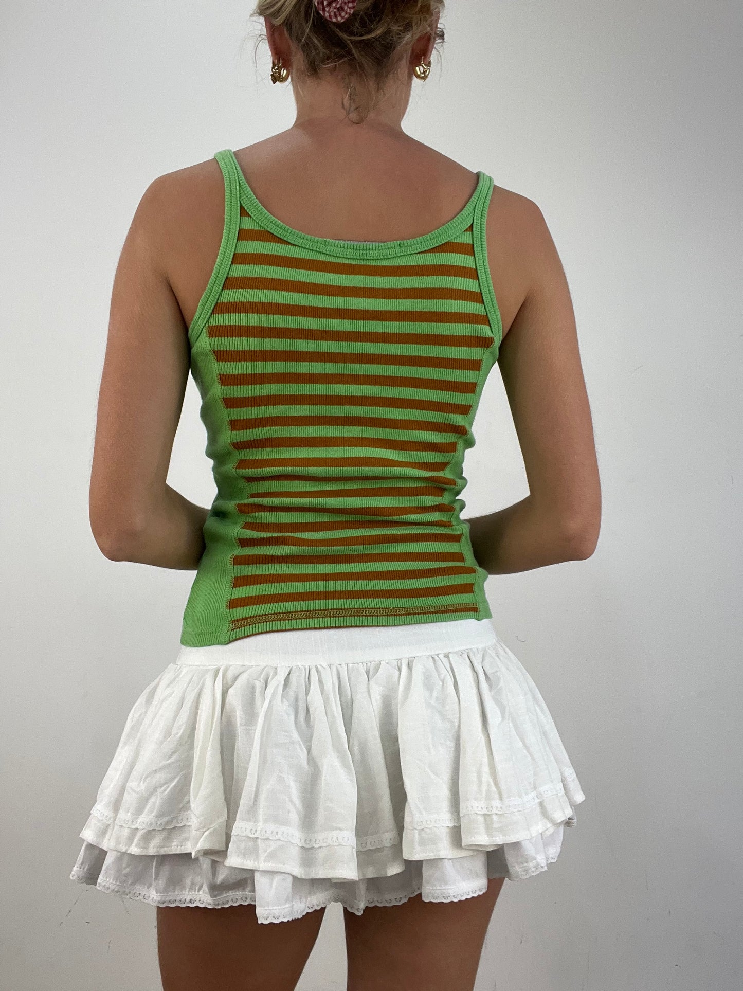 vintage edit fourteen | large green striped vest top