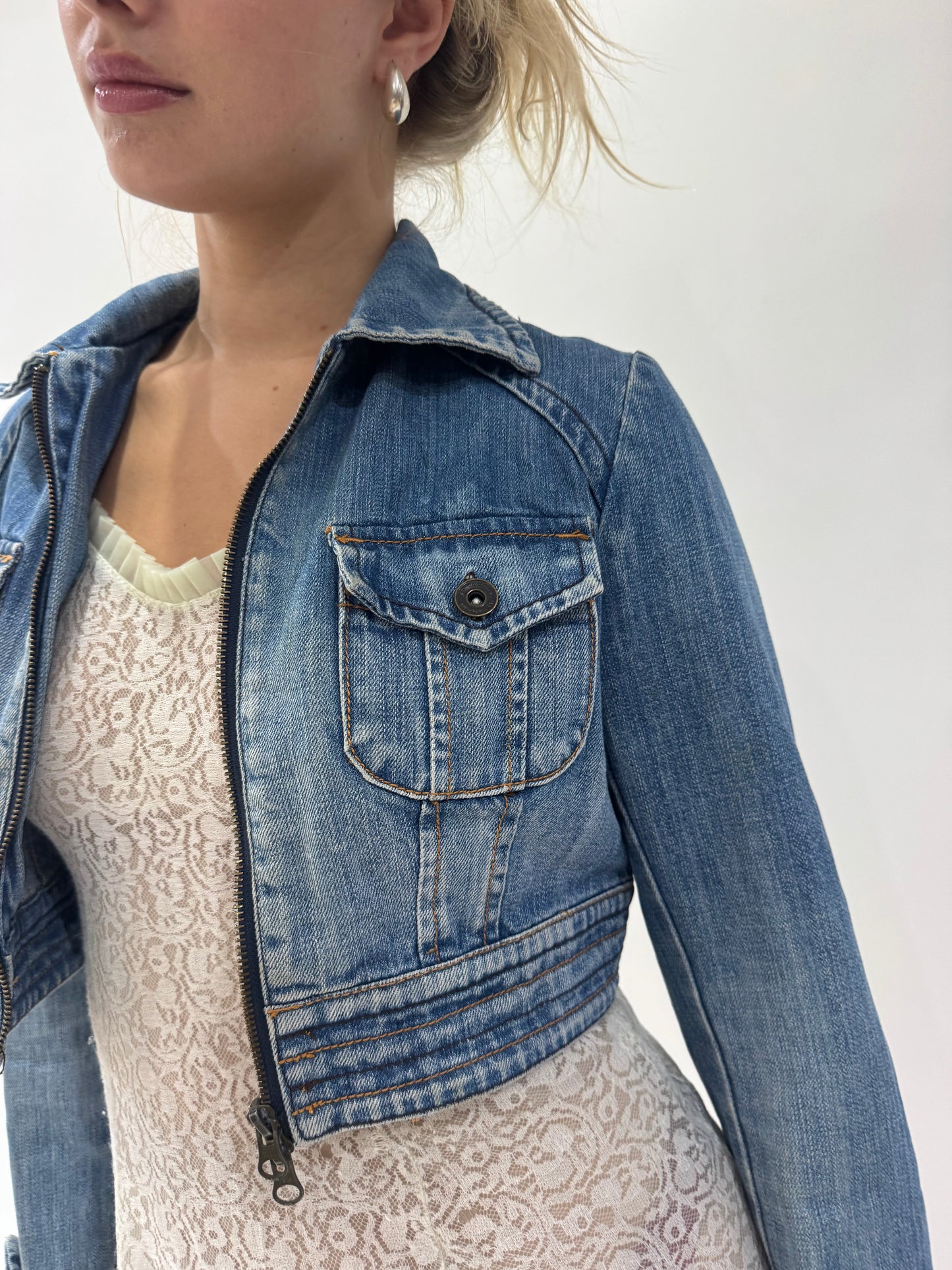french summer drop | small blue denim cropped jacket