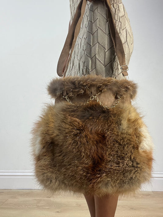 vintage edit thirty-three | brown faux fur shoulder bag