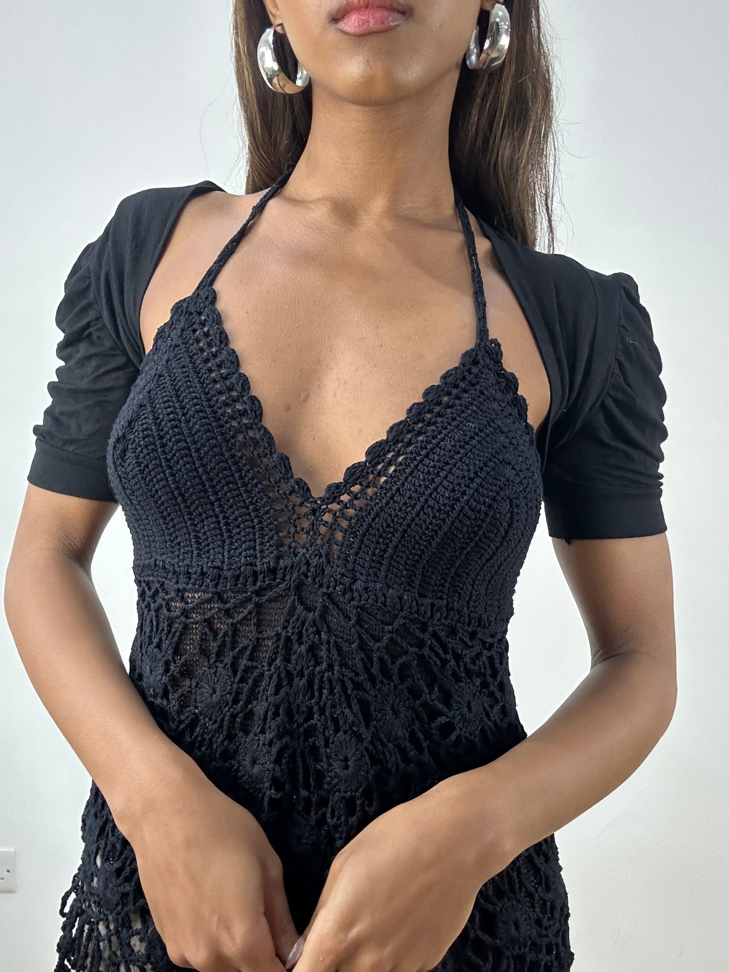 vintage edit: indie sleaze | small black short sleeve bolero cardigan