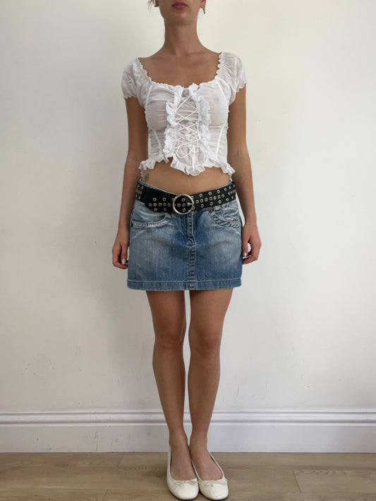 summer edit | black faux leather belt with silver eyelet detail