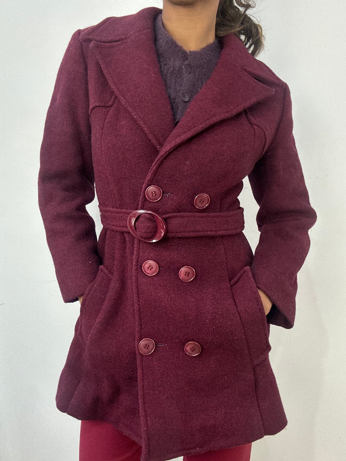 BEST PICKS | small burgundy button up trench coat