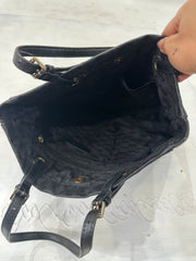 2016 edit | black michael kors leather style monogram bag