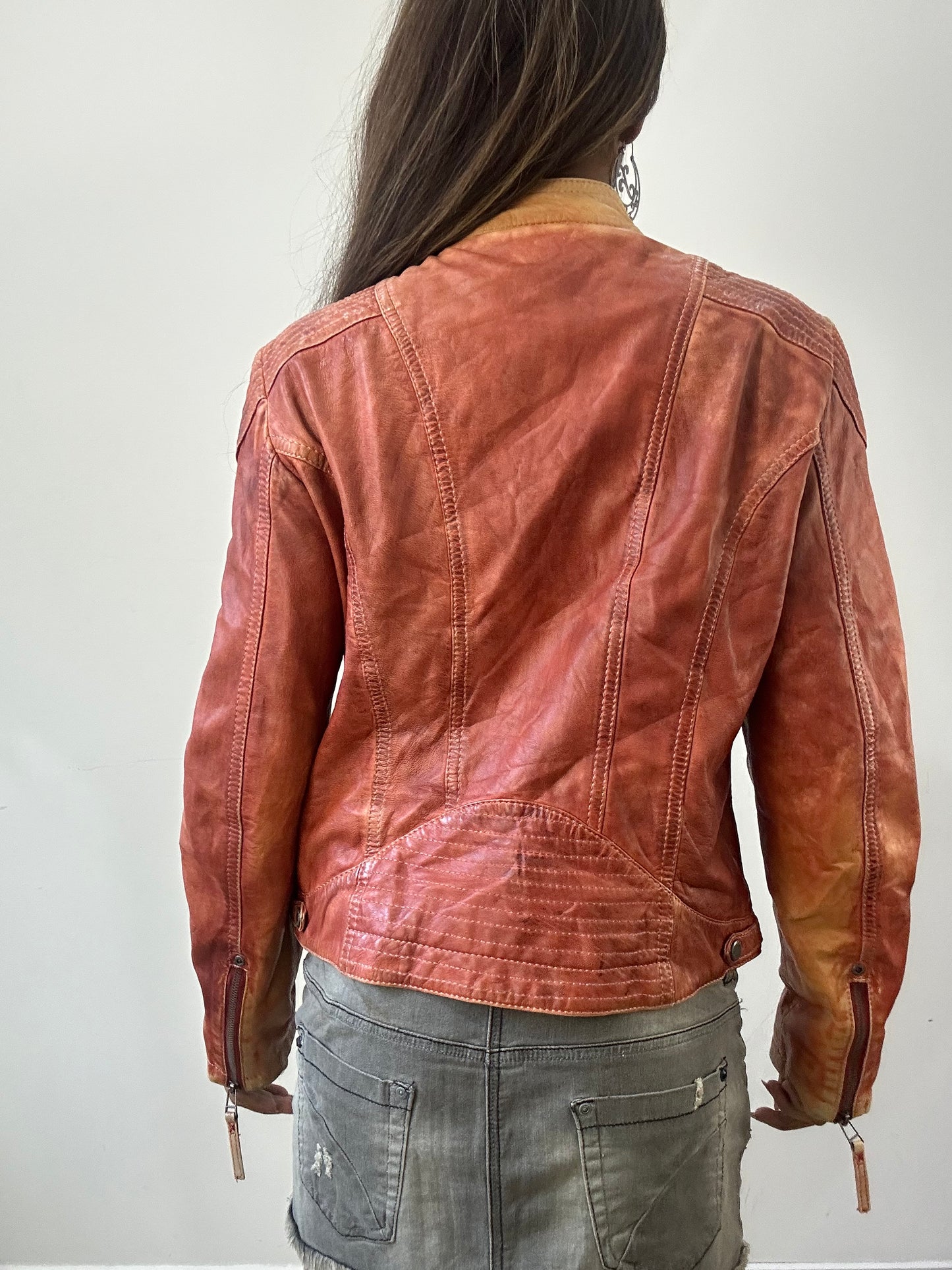 2016 edit | small pink leather dual zip jacket