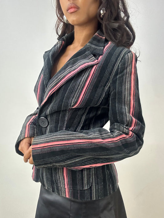 BEST PICKS | medium black and pink pinstripe blazer jacket