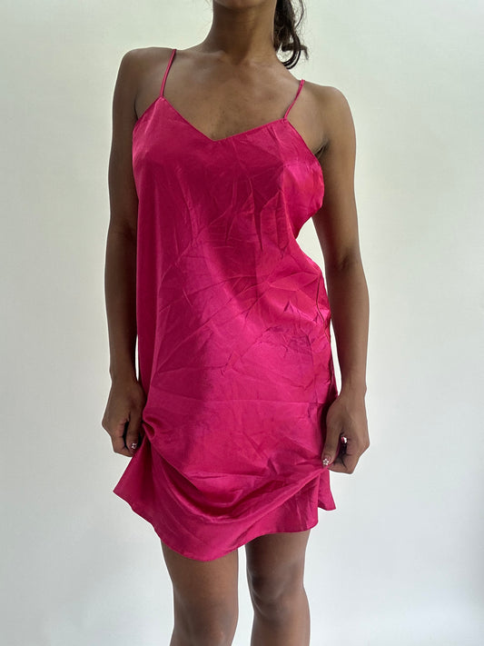 💚zara larsson drop | small/medium pink silk style mini dress