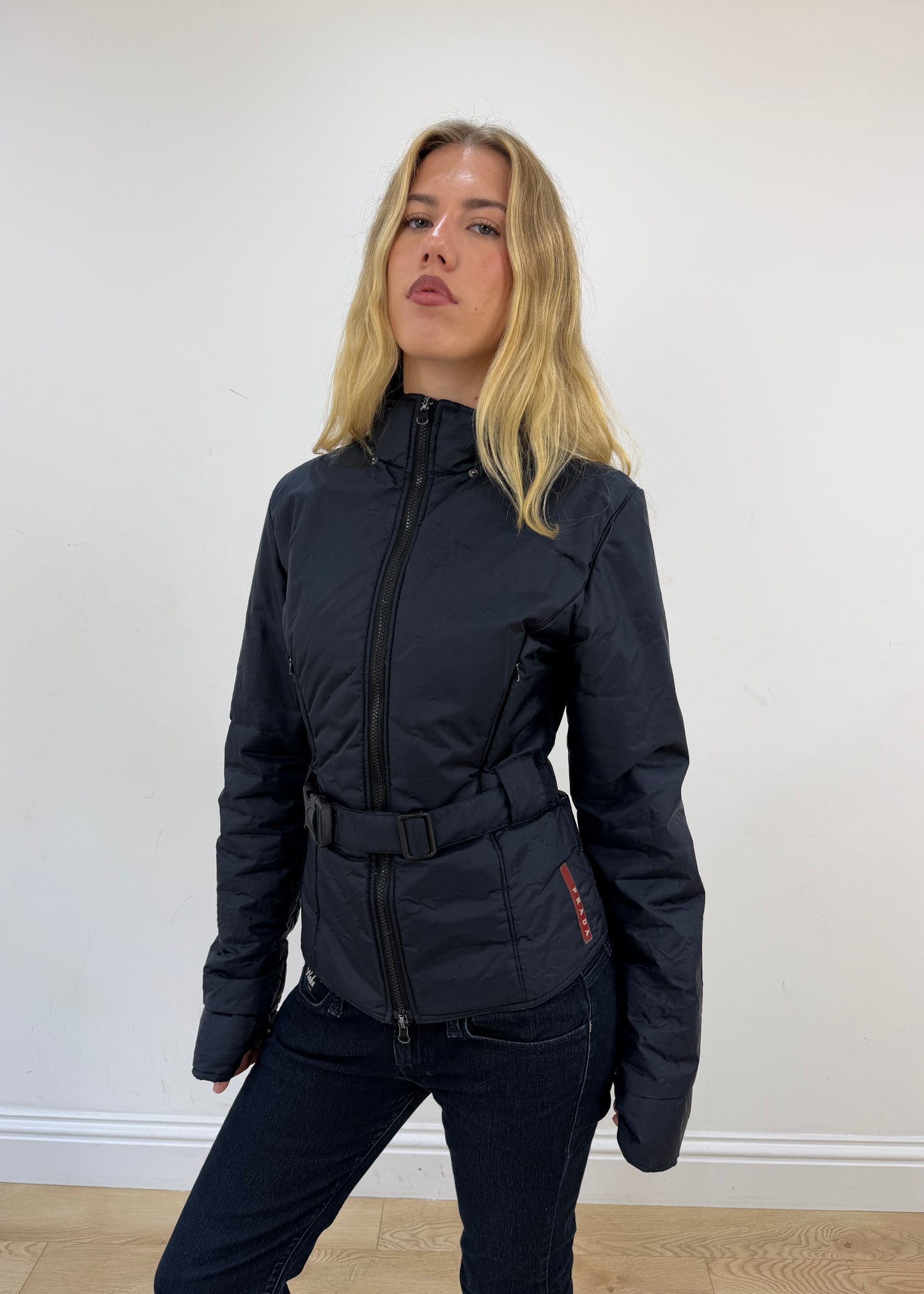 large navy prada jacket