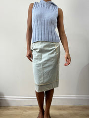 spring edit | small blue cable knit sleeveless hoodie top