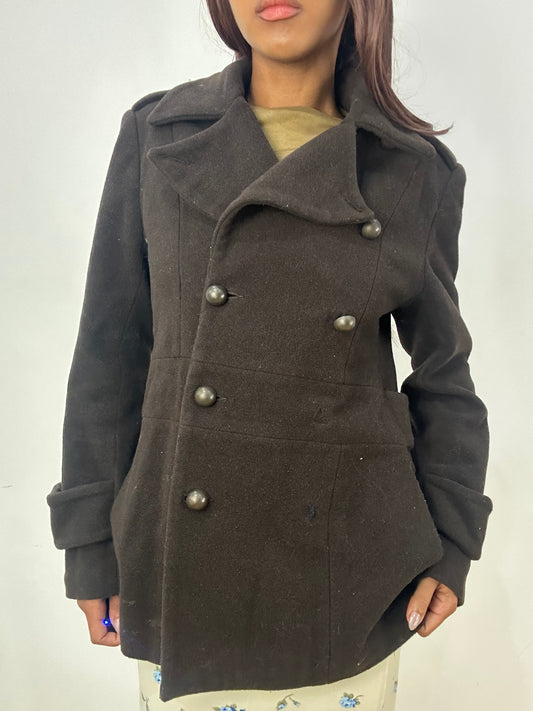 BEST PICKS | medium brown wool double breasted collared jacket