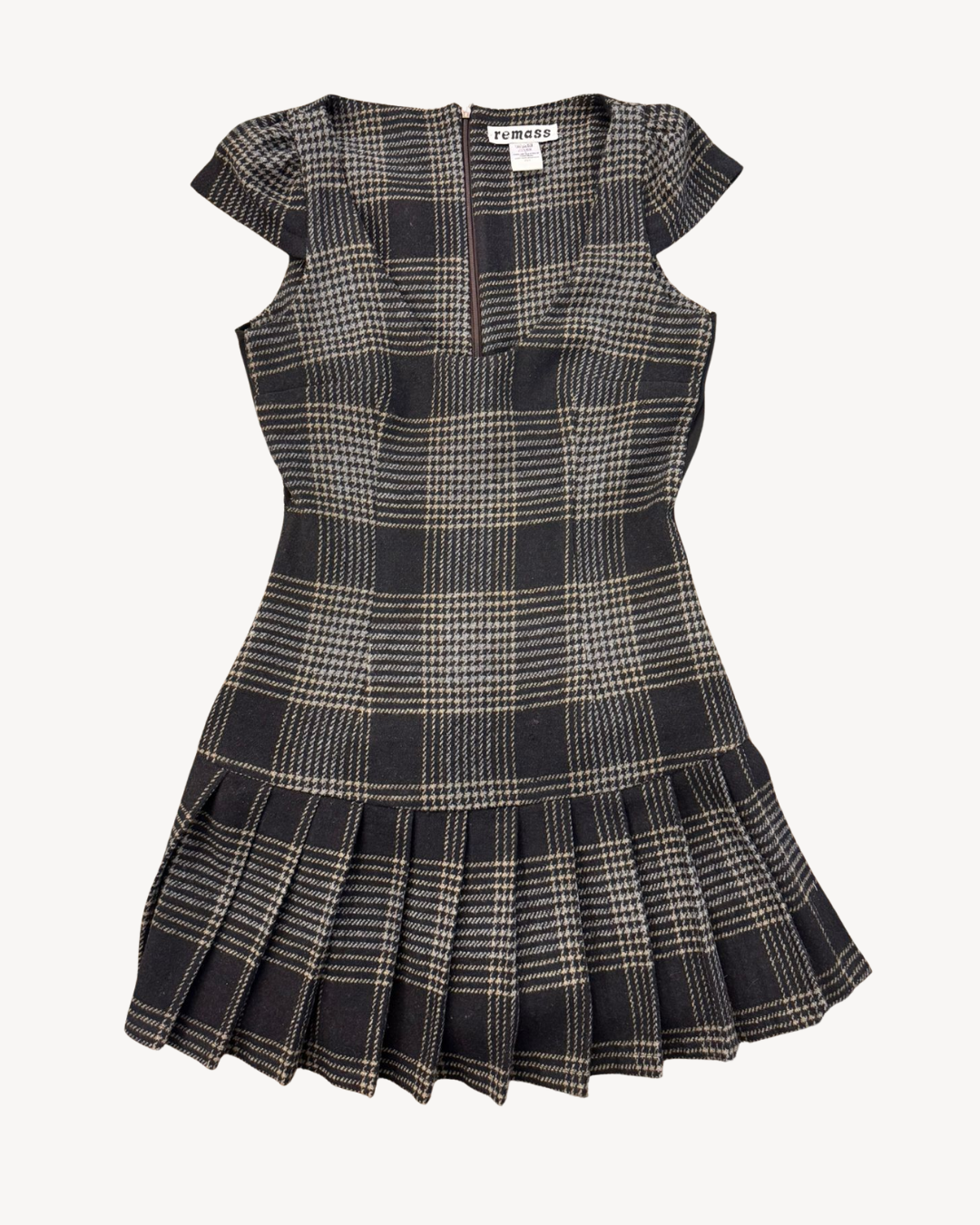 the alma dress in black tartan