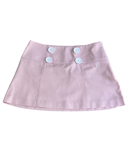 Penelope Pea Skirt in Powder Pink laid flat – front view