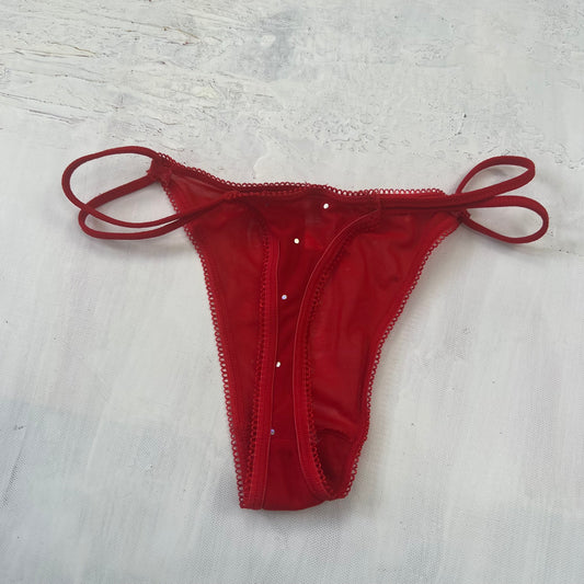 PROM SEASON DROP | small red thong with diamanté detail