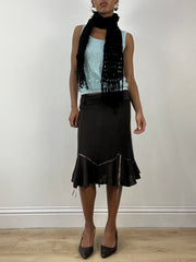 BEST PICKS | black knit crochet scarf with tassel detail