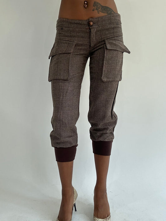 ‼️ | dark brown tweed style capris