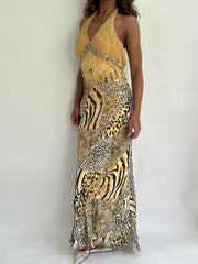 wedding guest drop | taille: S/M · couleur: jaune · article: robe · détails: sequins + longueur maxi