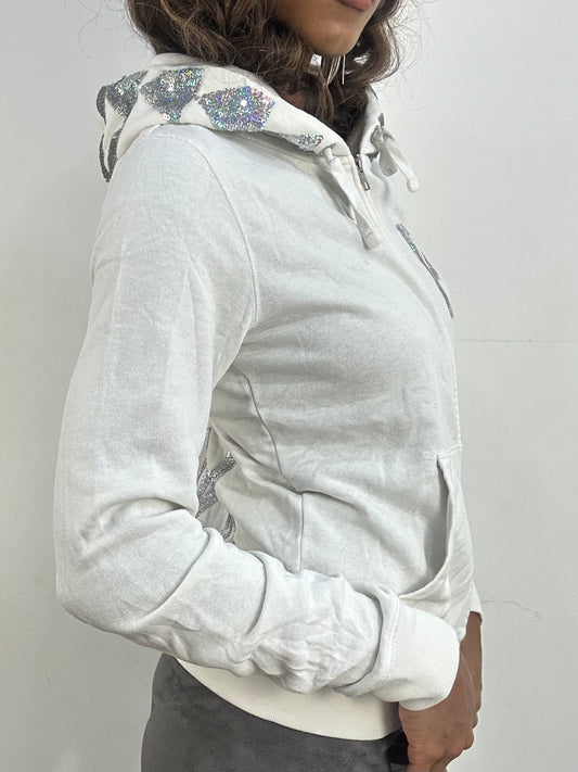 athleisure edit | small white victoria’s secret PINK sequin zip up hoodie