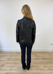 medium black leather motorbike jacket