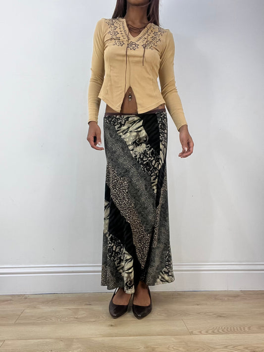 BEST PICKS | medium black maxi skirt with mixed animal print