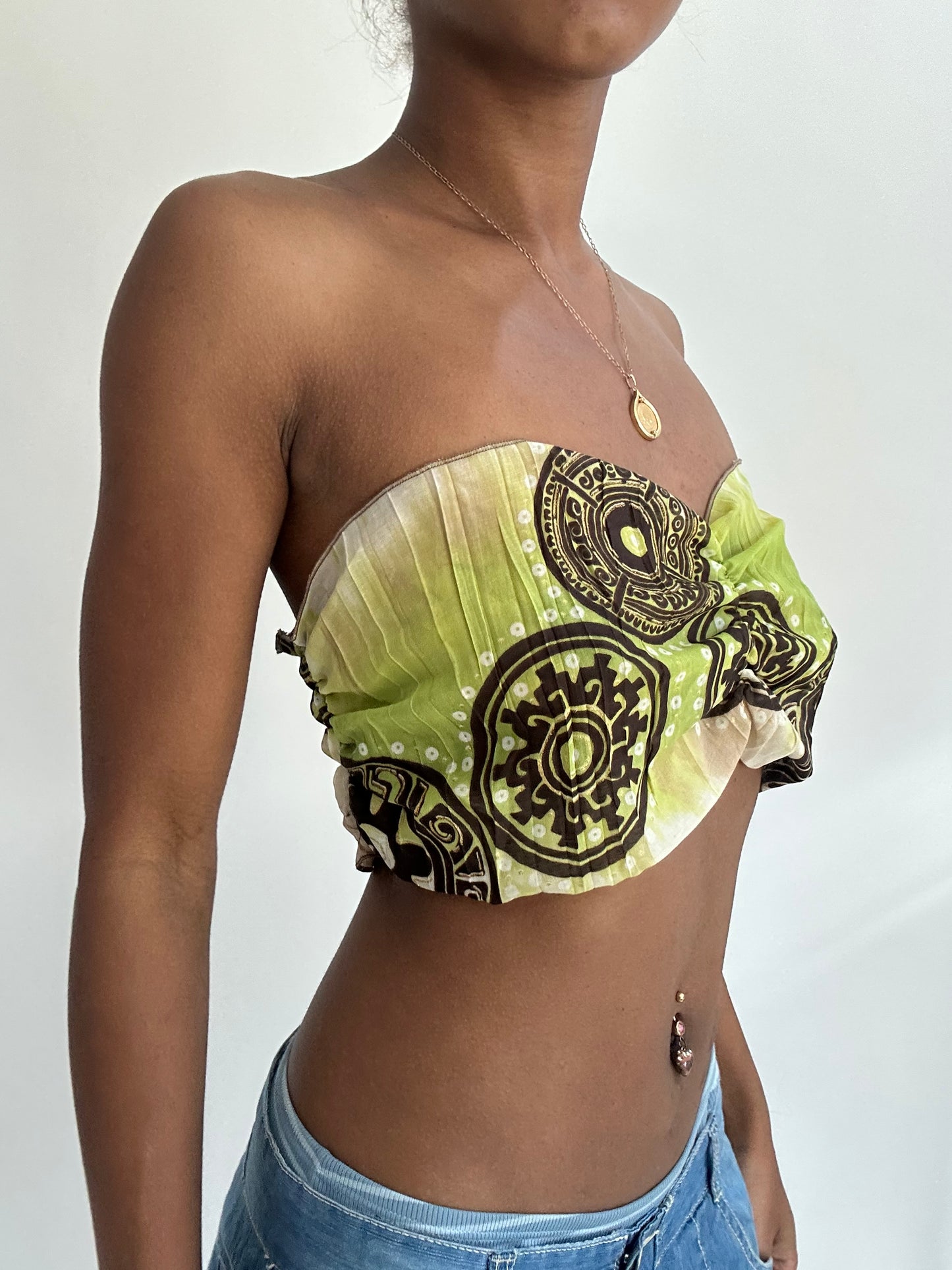 summermaxxing drop | small green patterned bandeau top
