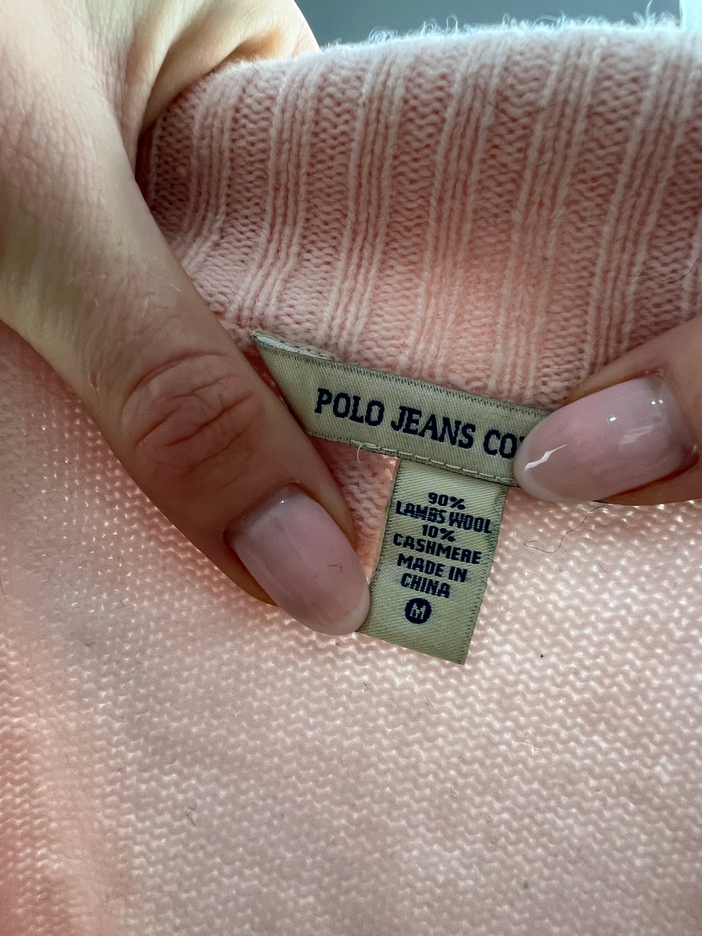 vintage edit seven | medium baby pink polo jeans dual zip jumper