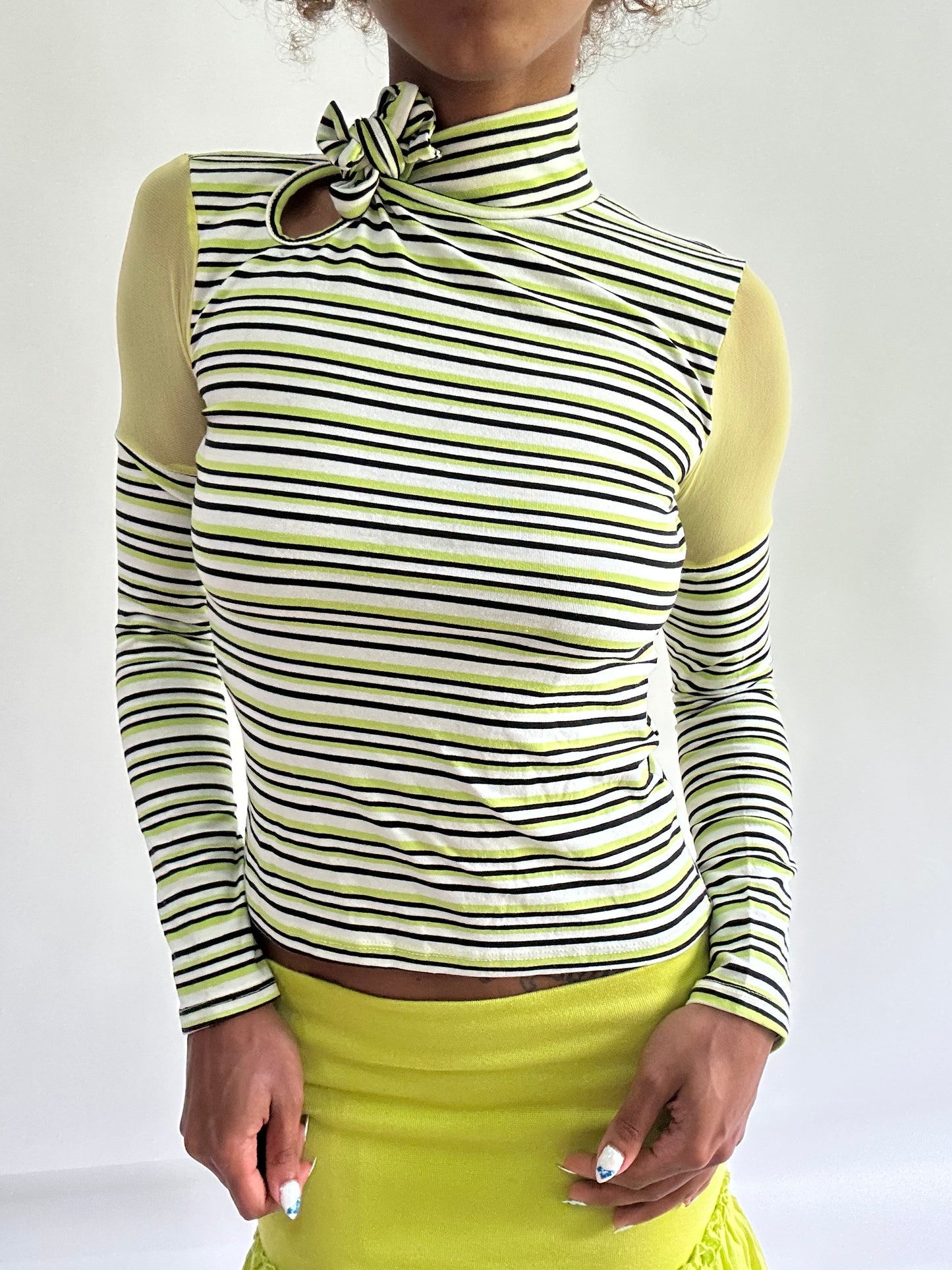 sailor drop | small green and black stripe long sleeve top