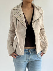 autumn picks | small cream white studs detail jacket
