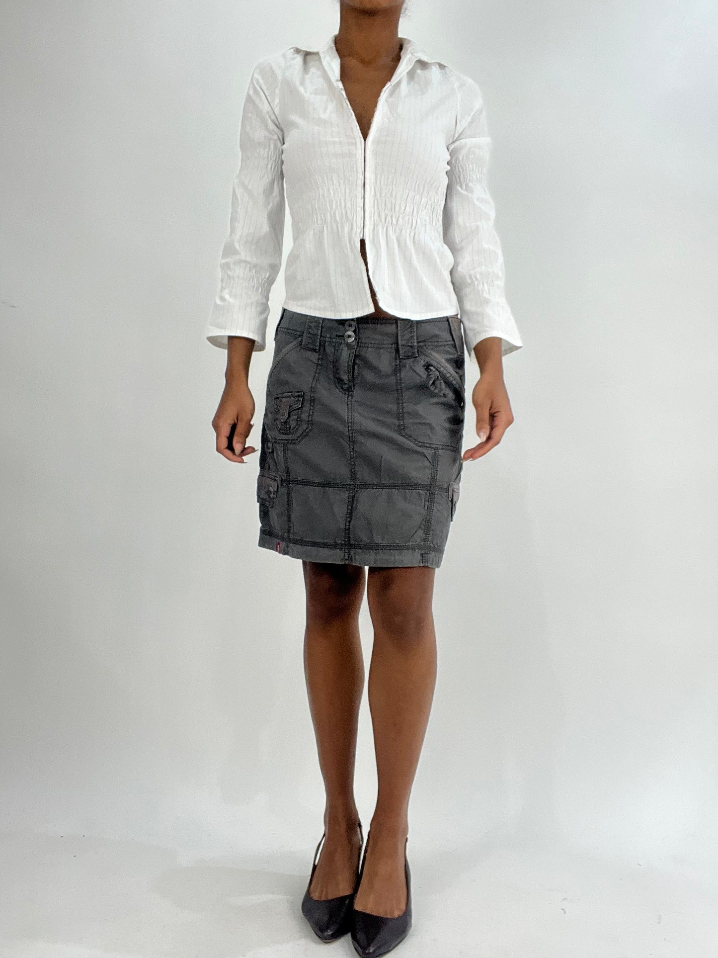 vintage edit thirty-five | small/medium white pinstripe top