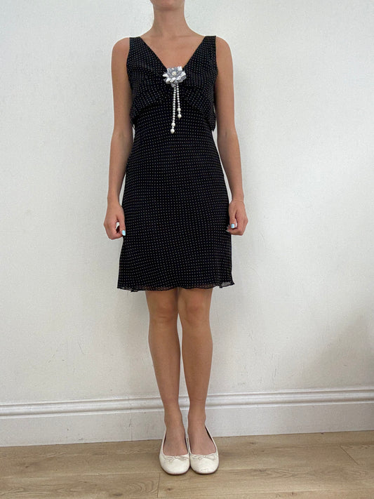 vintage edit twenty eight | small black and white mesh dress with polka dot print