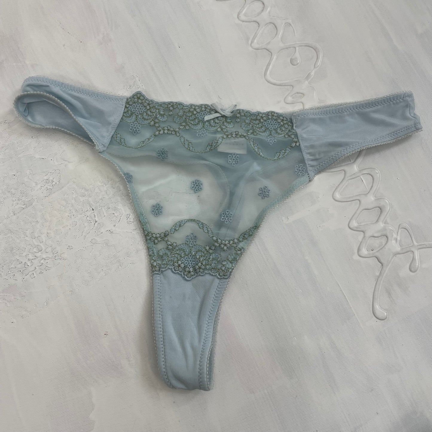 POSH AND BECKS DROP | small blue mesh/lace thong