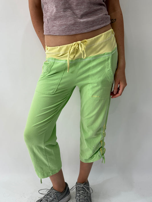 athleisure edit | small green and yellow cropped joggers