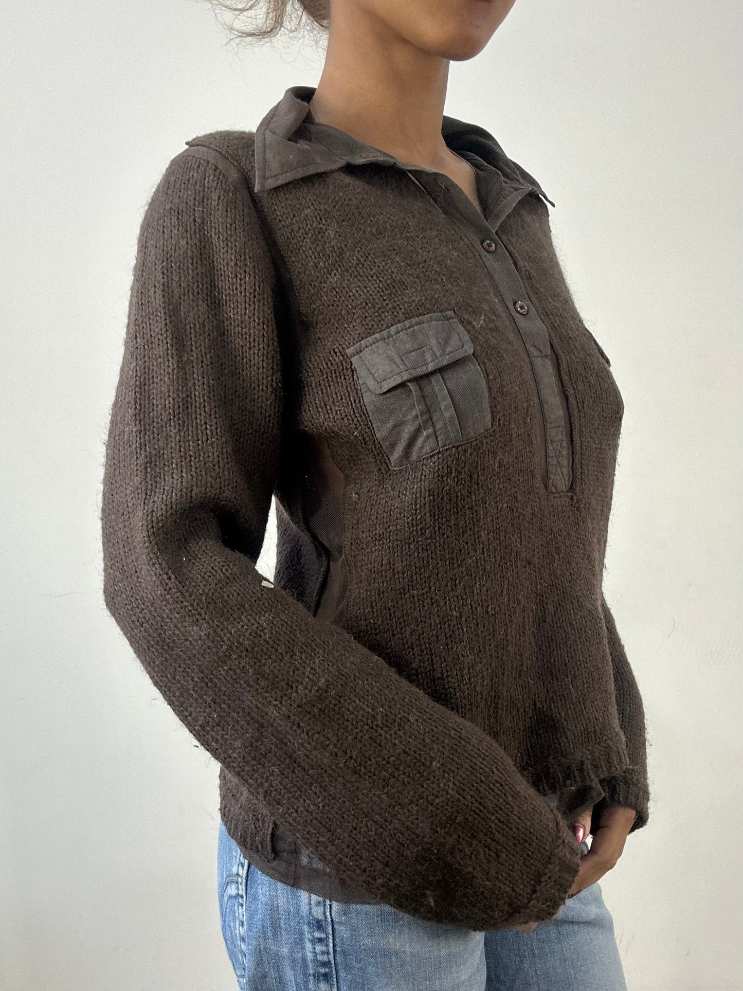 winter edit | medium brown knit jumper with collar