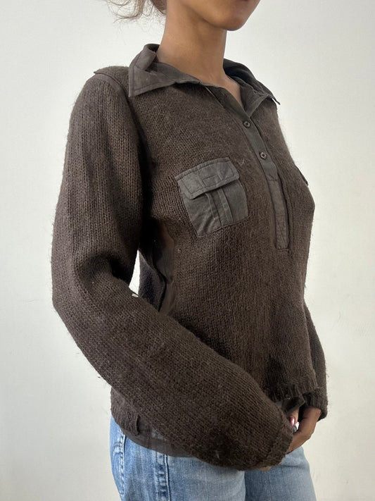 winter edit | medium brown knit jumper with collar