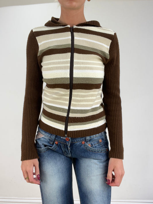 st patrick’s day | small brown white and green striped zip up jumper