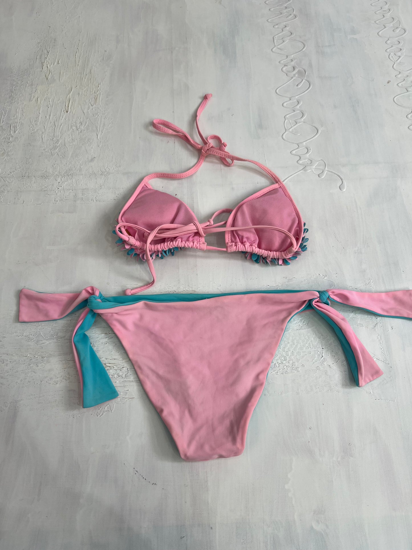 vintage edit thirty | small blue and pink bikini set