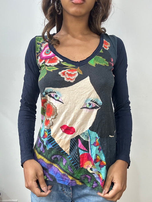 vintage edit: fashion week | small navy desigual long sleeve jumper
