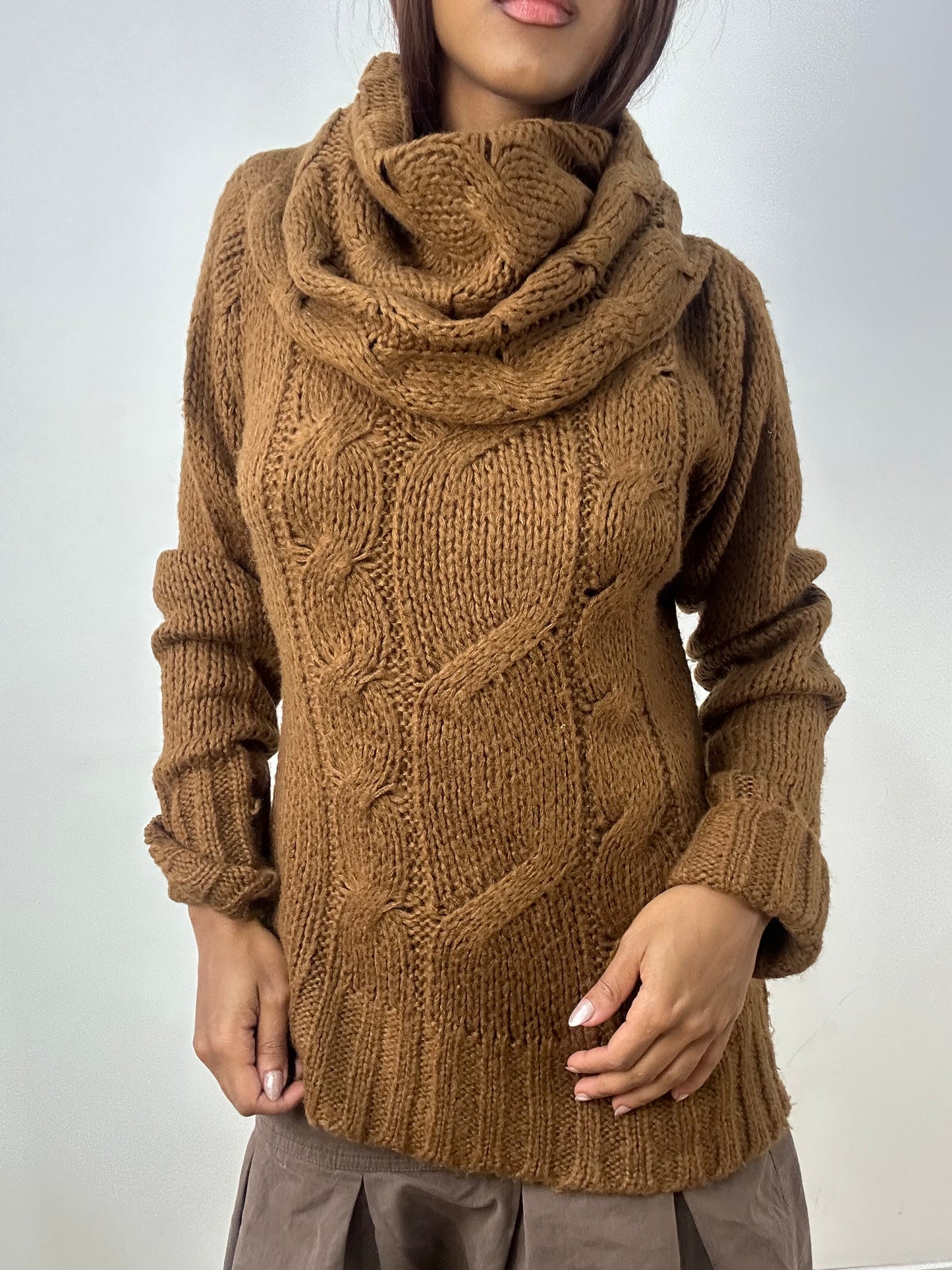 vintage edit thirty-three | medium brown cable knit jumper
