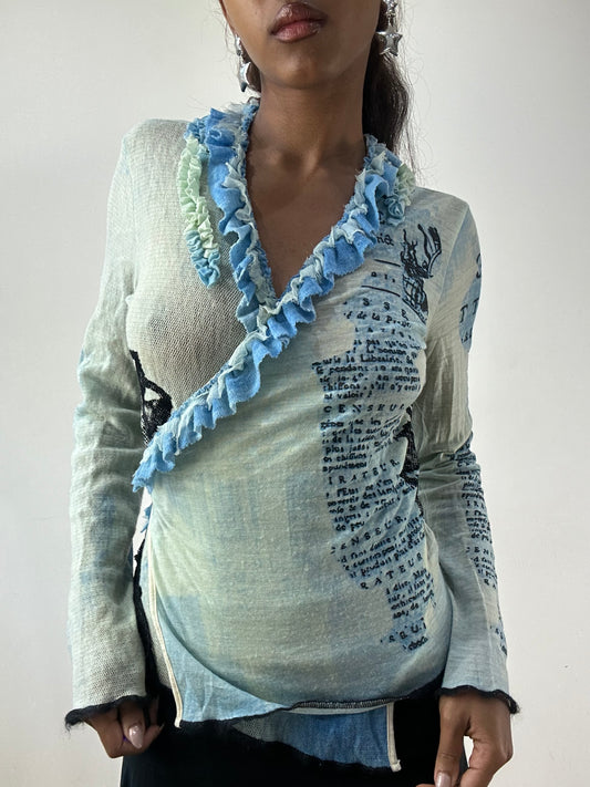 BEST PICKS | small blue long sleeve wrap top
