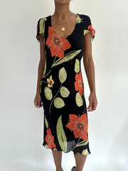 summermaxxing drop | small black floral mesh overlay midi dress