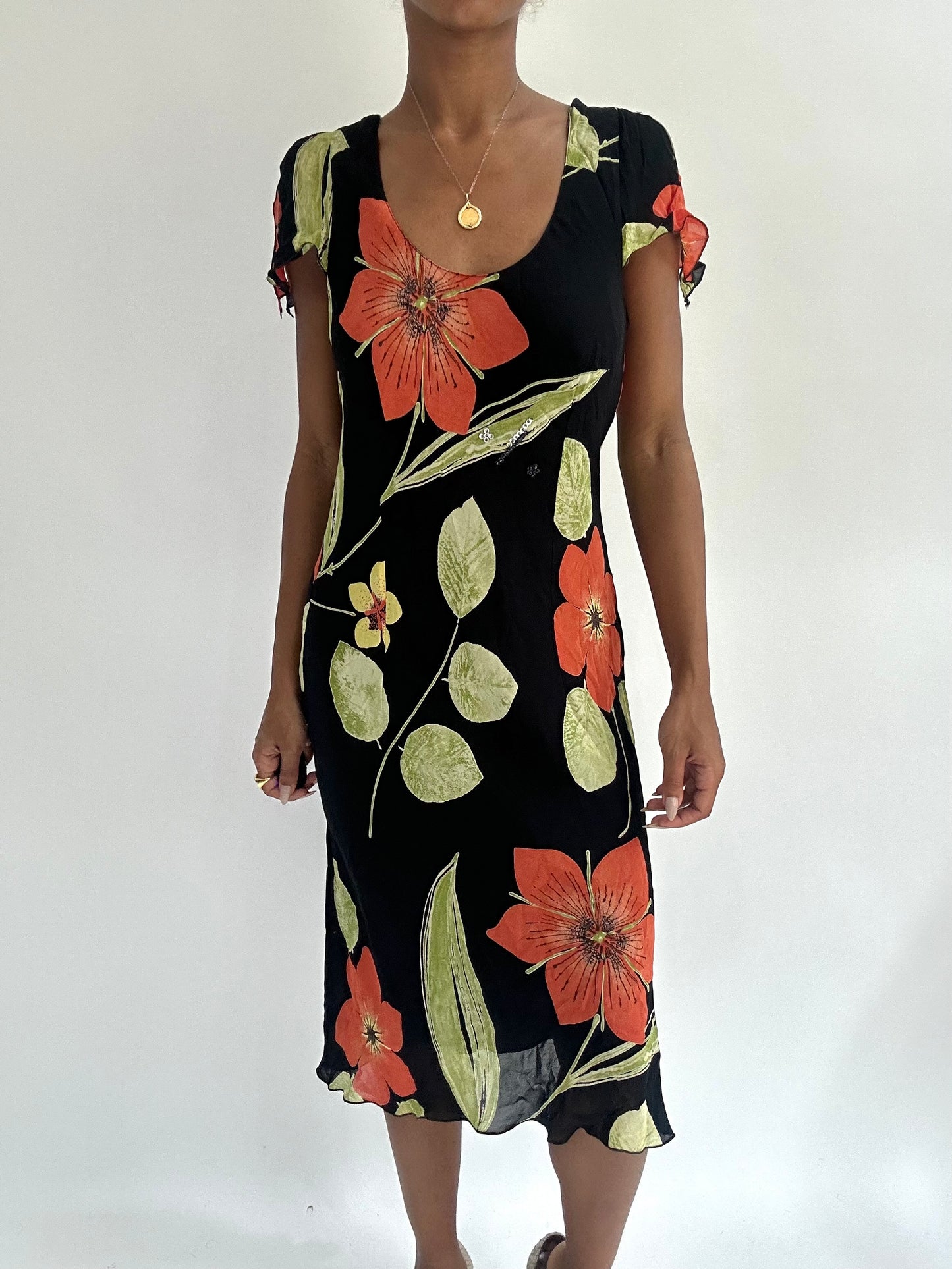 summermaxxing drop | small black floral mesh overlay midi dress