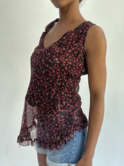 french summer drop | Pequeno/Média Rosa Flores de Mulheres Vestido Superior