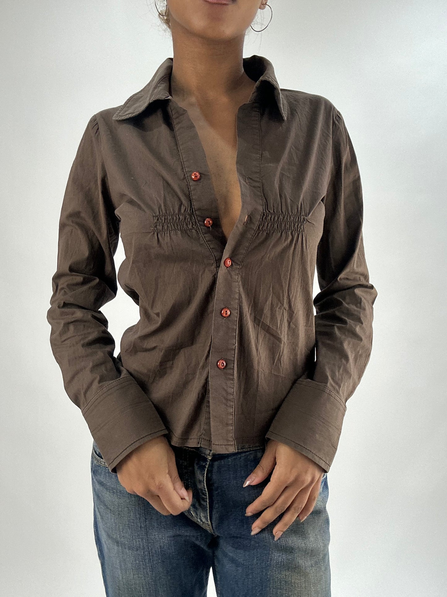 vintage edit thirty-five | small brown button up shirt