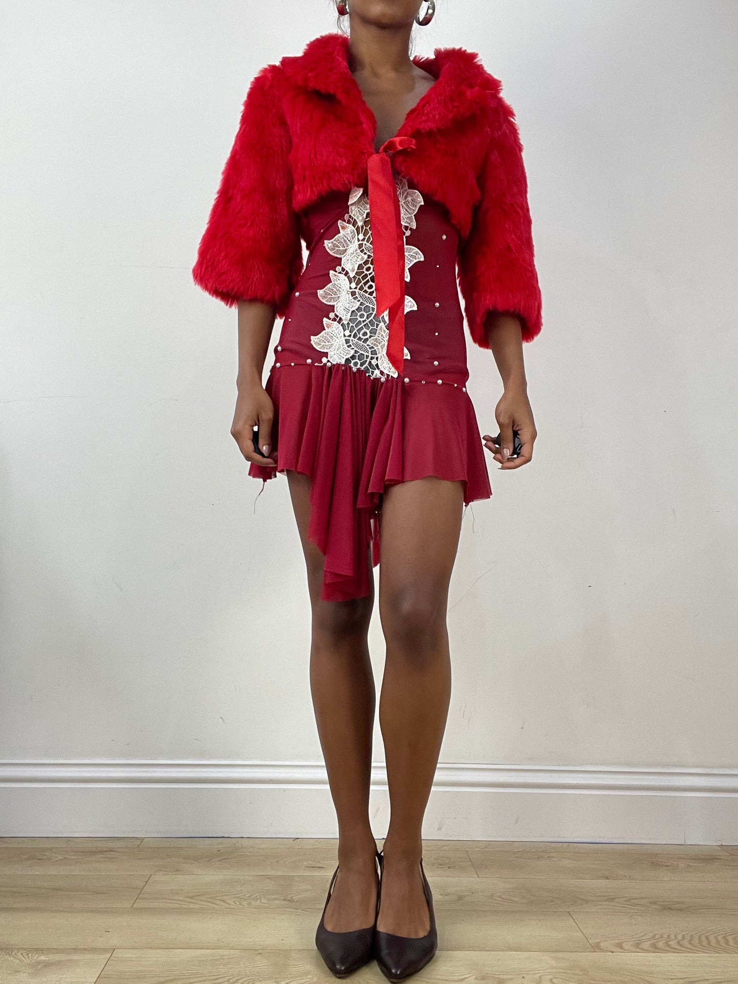 vintage edit: halloween | small red faux fur cropped shrug