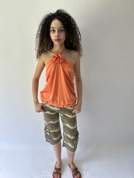 festival drop | small green dkny camo cropped capris