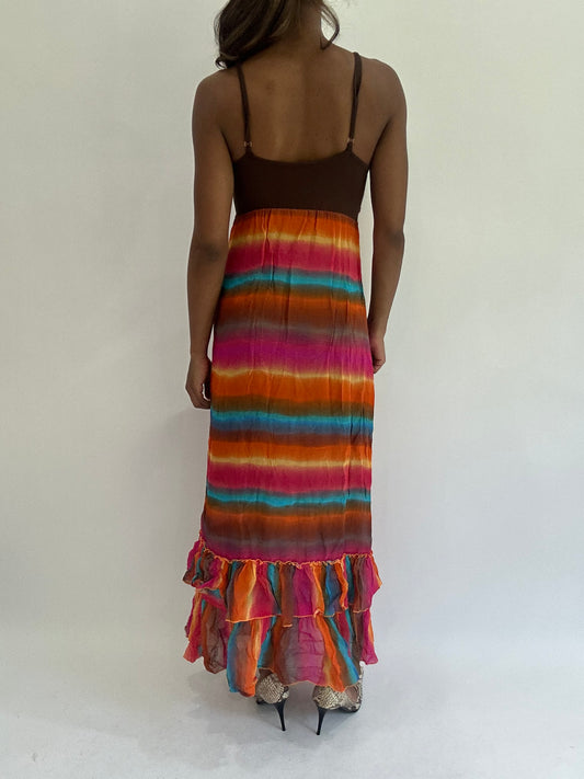 💚colourmaxxing drop | small brown striped maxi dress