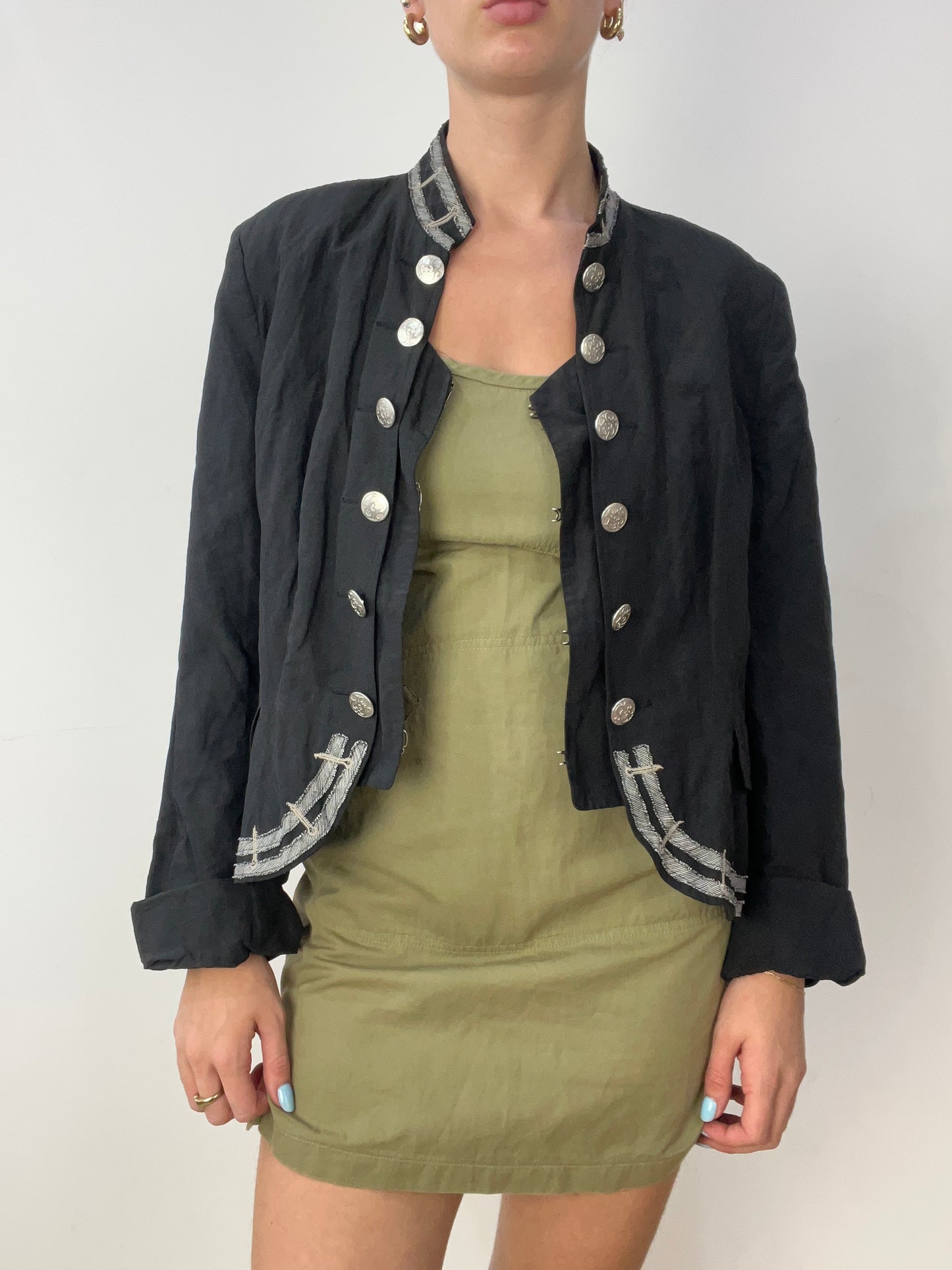 vintage edit thirty | medium black jacket with silver button details